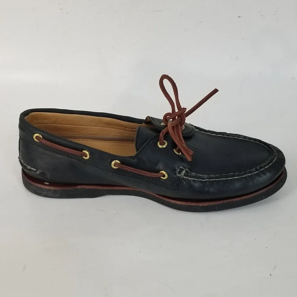 Sperry Boat Shoes Mens 10 Navy Gold Cup Authentic Original Lambskin Leather